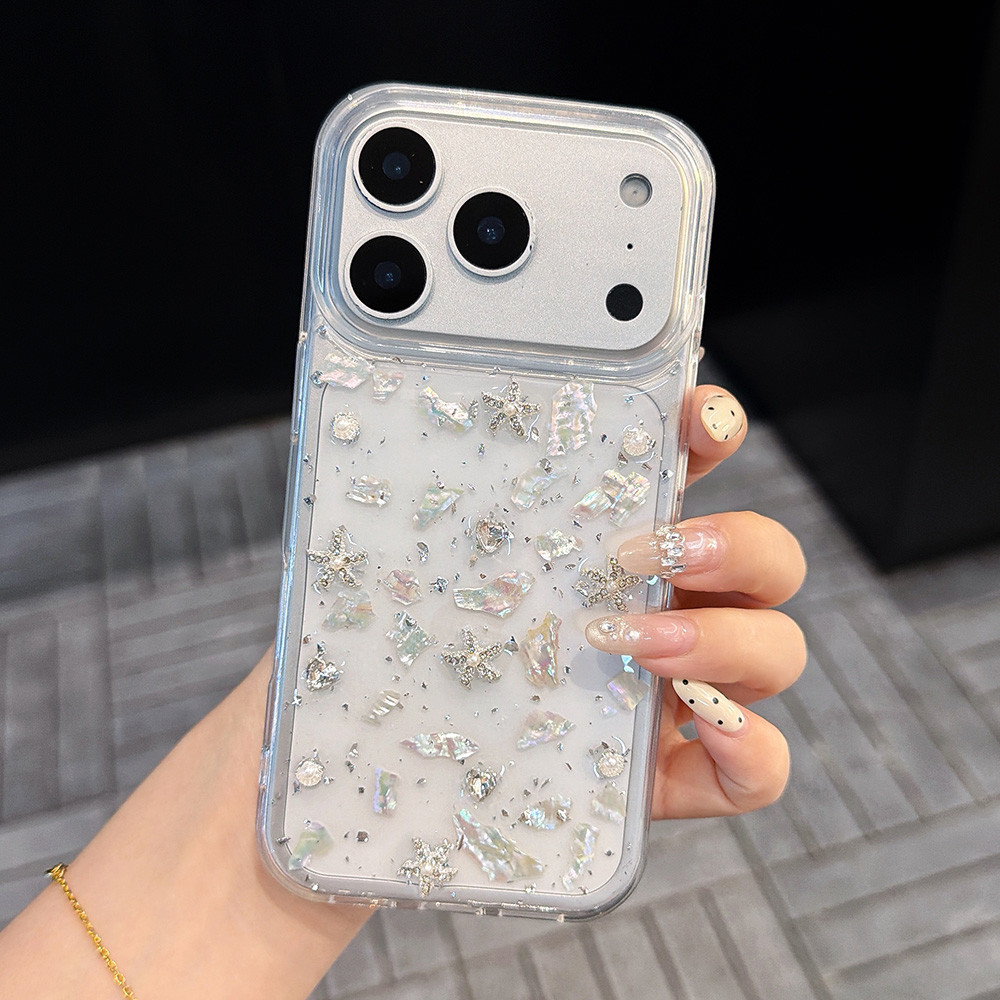 Ốp Điện Thoại Nhựa Vỏ Ngôi Sao Bạc 3D Cho iPhone 17 Pro Max 16 Plus 15 14 13 12 11 Vỏ Bảo Vệ Chống Sốc