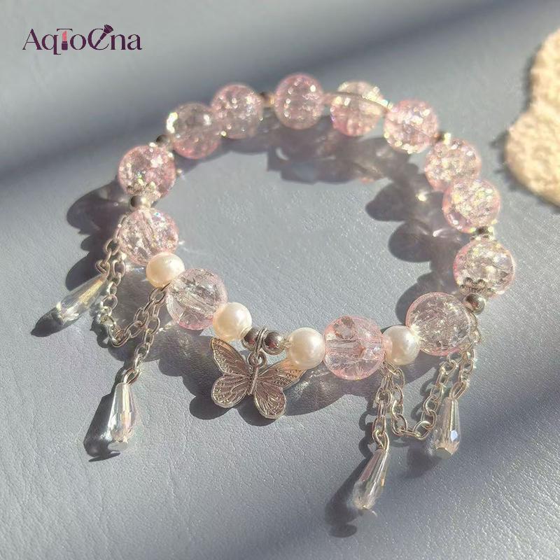 Vòng tay nữ đính hạt thời trang Hàn Quốc, dễ thương cho bé gái, có thể điều chỉnh size