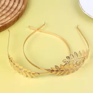 AqToCna Vương miện tiara lá vàng, phụ kiện tóc cô dâu cưới