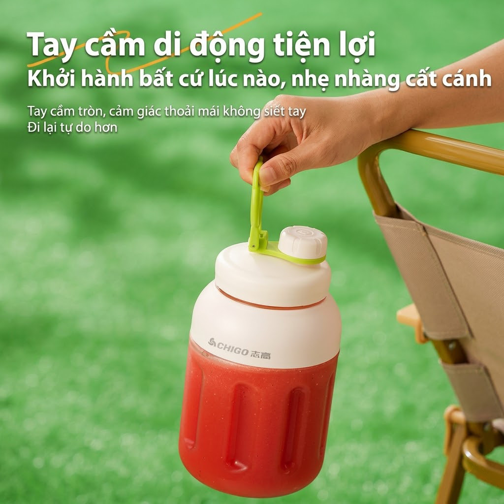 【🔥】Máy xay sinh tố Chigo chống nước toàn thân, dung tích lớn 600/1000ml, 38 lưỡi dao có thể xay đá, cốc tiện lợi mang đi