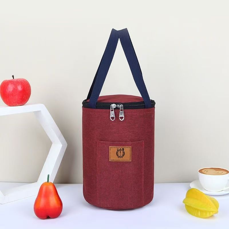 Hộp Cơm Trưa Túi Xách Túi Cách Nhiệt Tròn Lá Nhôm Dày Túi Cơm Trưa Nhân Viên Văn Phòng Sinh Viên Có Gạo Dung Tích Lớn Tay Mang Ống