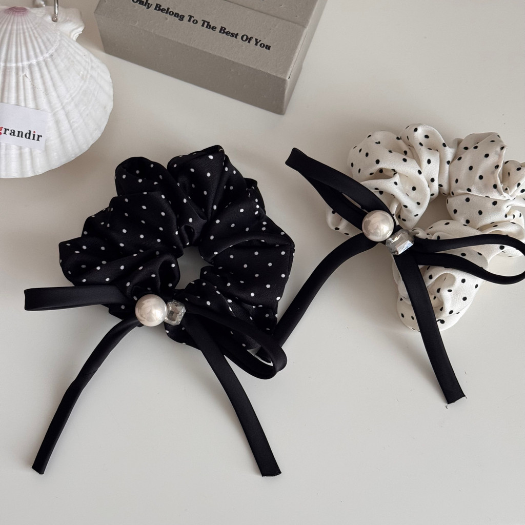 Dây buộc tóc bằng vải Satin Bow Scrunchies Hàn Quốc dành cho nữ