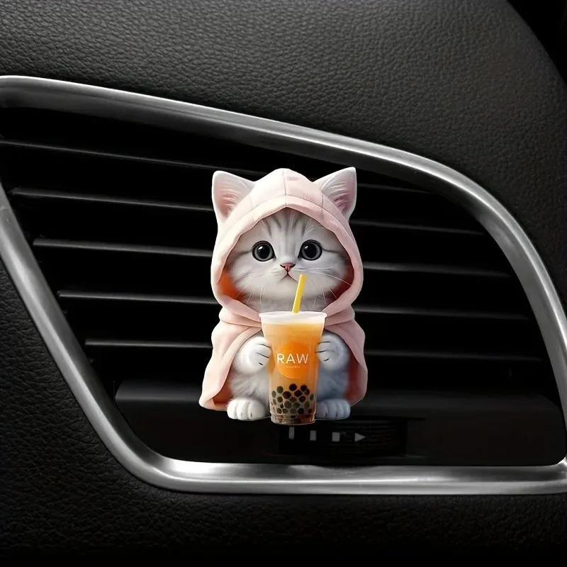 Máy làm mát không khí ô tô Kẹp lỗ thông hơi cho mèo dễ thương 2D Acrylic Kitten Khử mùi lâu trôi Dễ dàng lắp đặt Không hư hỏng cho ô tô SUV Xe tải MPV Đi lại hàng ngày Gia đình Du lịch Quà tặng lý tưởng cho phụ nữ Mèo L