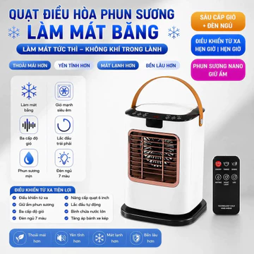 Quạt điều hòa để bàn quạt làm mát máy lạnh mini quạt phun sương quạt USB tạo ẩm điều khiển từ xa hẹn giờ 6 cấp gió xoay