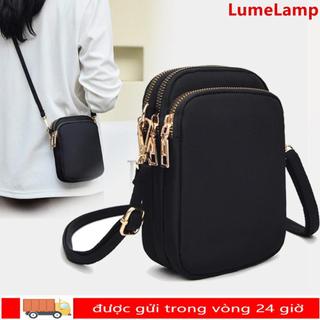 Ví điện thoại di động LUMELAMP, Dây kéo có túi đeo vai cắm tai nghe, Túi đeo chéo ba lớp bằng Nylon