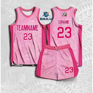 Đồng phục bóng rổ mới Unisex Free Custom Pink Jersey Set Thoải mái thoáng khí Áo ngắn tay