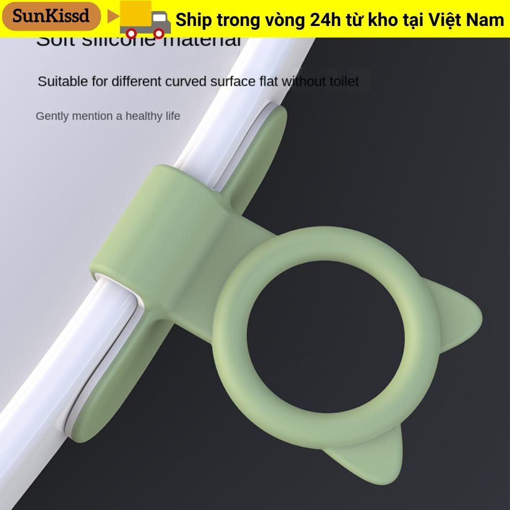 SUNKISSD Nắp Bồn Cầu Nâng, Chất Dính Đa Năng Vệ Sinh Nâng Ghế, Phòng Tắm Vệ Sinh Hoạt Hình Hình Vòng Silicon Tránh Chạm Tay Cầm Nắp Bồn Cầu Phụ Kiện Wc