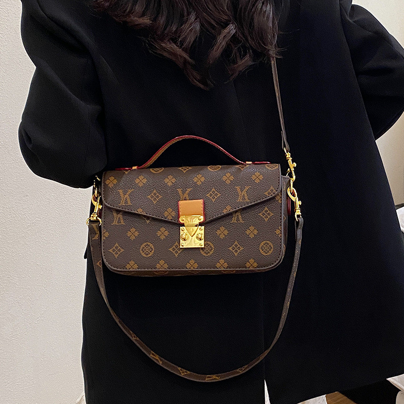 New women's bag with contrasting colors and vintage print, small square bag, elegant ladies' shoulder and crossbody bag