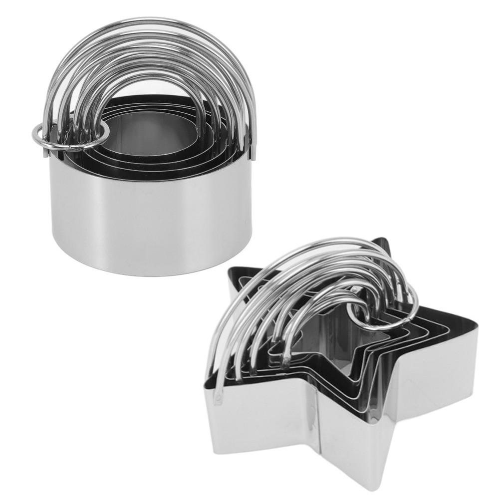 Bộ 5 Dụng Cụ Cắt Bánh Quy AWNGD, Có Tay Cầm Khuôn Cắt Bánh Quy Cao Cấp Thực Phẩm, Hoa Trái Tim Vuông Thép Không Gỉ Khóa Bảo Quản Tròn Thép Không Gỉ Cắt Cookie