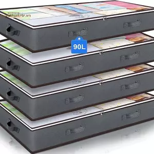 TRTR Túi lưu trữ chăn lót không dệt Túi sắp xếp tủ quần áo Quần áo chống bụi Túi hoàn thiện chống ẩm Hộp lưu trữ có thể gập lại 100x50x18 VN