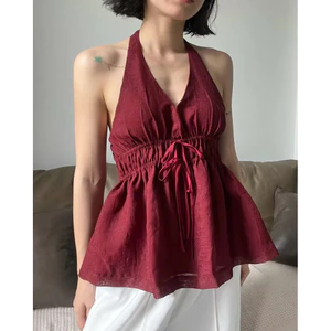 Áo Yếm Hở Lưng Chất Tơ Đính Nơ Tiểu Thư MyaHouse