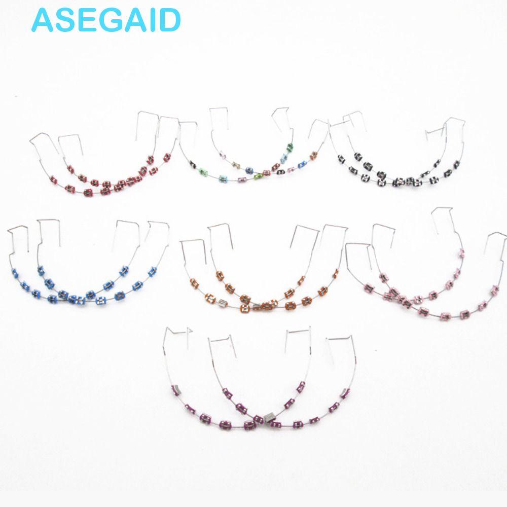 ASEGAID 1 cặp Trang trí răng tạm thời, với dây kim loại Trang trí nha khoa Dây buộc dây chằng chỉnh nha, Chất liệu nha khoa Chân đế giả Niềng răng đầy màu sắc Giá đỡ kim loại Răng