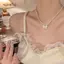 AqToCna Ngọc Trai Hạt Nơ Mặt Dây Chuyền Nelace Cho Nữ Thời Trang Nơ Choker Nelaces Xương Đòn Dây Chuyền Trang Sức Cưới Quà Tặng AqToCna