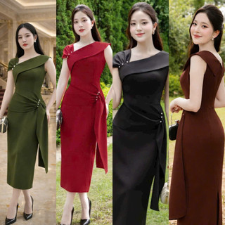 (New Hot) Đầm Nữ Thời Trang Phối EO Đính NGỌC Sang Chảnh Thanh Lịch XINH XẮN Tôn Dáng CÁC CHỊ EM K&B FASHION