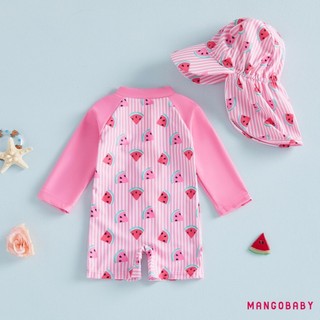 MG-Baby Rash Guard Đồ bơi có mũ 2 chiếc Bộ ong / Dưa hấu / Thuyền buồm In sọc Zip Up Đồ bơi dài tay