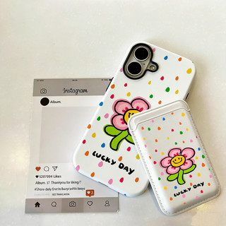 Ốp bảo vệ họa tiết hoa cười đầy màu sắc cho iPhone 11 12promax 13pro15pro 15promax 14 14promax 14pro 16 pro max 16 plus 17 17promax ốp lưng hai trong một
