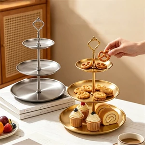Khay phục vụ bằng thép không gỉ 3 lớp bền bỉ hoàn hảo cho các bữa tiệc và sự kiện