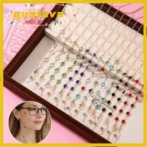 Giá đỡ kính mắt GUSTAVA, Dây chuyền kính nhiều màu chống rơi, Hạt pha lê đầy màu sắc hợp thời trang Dây chuyền kính mắt chống trượt Phụ kiện mắt