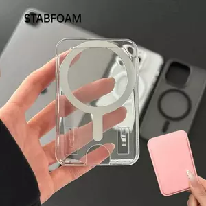 Giá đỡ thẻ từ tính điện thoại STABFOAM, chống trầy xước đơn giản cho ví MagSafe, Túi đựng thẻ điện thoại màu trơn Acrylic trong suốt sáng tạo cho 17 16 15 14 13 12 11