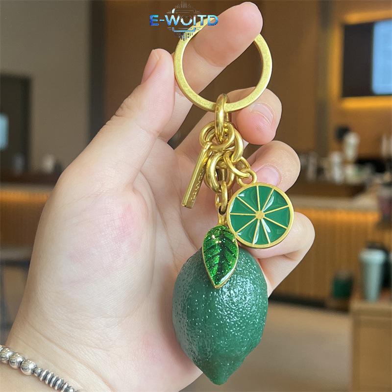 E-WOITD 2025 Mới Gilt Lemon Móc Khóa Túi Mặt Dây Chuyền Móc Khóa Thời Trang Cá Tính Túi Mặt Dây Chuyền Móc Khóa Phụ Kiện Túi Dây Xích E-WOITD