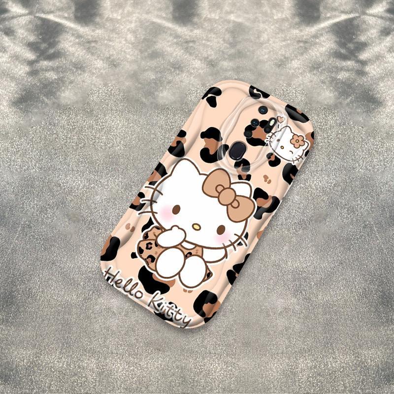 Thích hợp cho OPPO A9 2020 A5 2020 3D Cầm Tay Mềm TPU Da Báo In Hình Kitty Ốp Điện Thoại Chống Sốc
