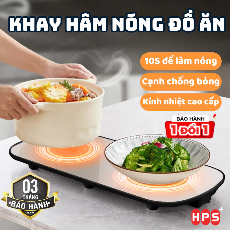 (Chính Hãng) Đế Hâm Nóng Đồ Uống HomeMate, Khay Giữ Nhiệt Thức Ăn Đa Năng Mặt Kính Cường Lực – Lỗi 1 Đổi 1