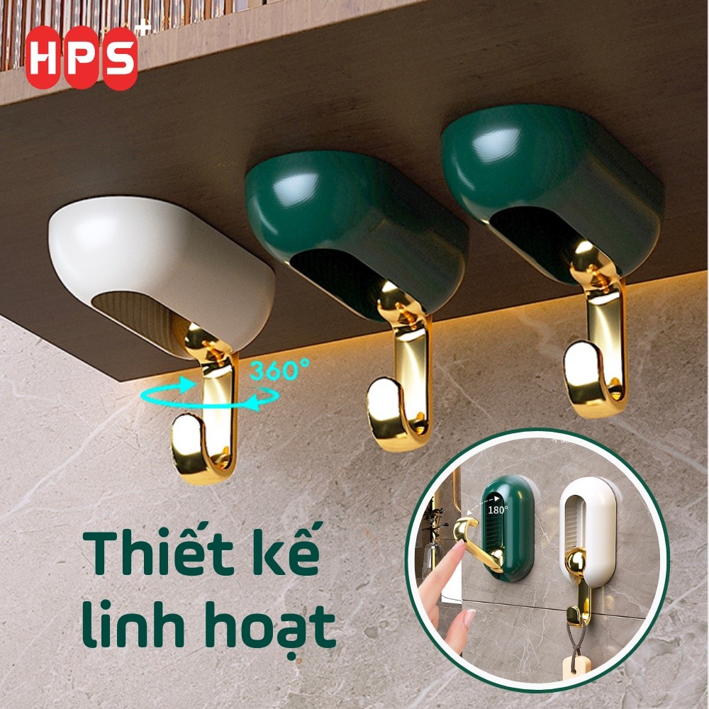 Móc Dán Tường Chịu Lực HomeMate Xoay 360 Độ, Móc Treo Đồ Siêu Dính Sang Trọng Không Cần Khoan