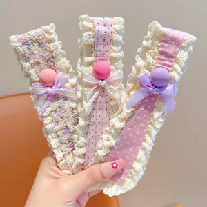 Magic Paste Headband Hàn Quốc Ren Nơ Dính Dán Velcro Băng Đô Phụ Kiện Tóc