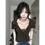 Áo thun ngắn tay cổ chữ v Hot Girl của Mỹ dành cho nữ mùa hè ren thiết kế có dây buộc thiết kế Sense Slim-Fit Slimmer Look Short Top