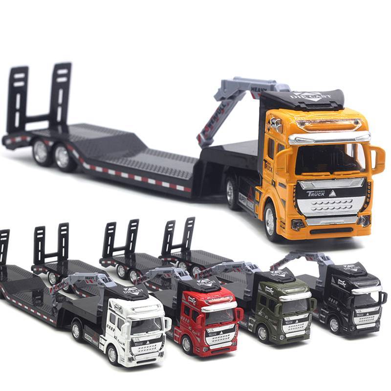PNPIA- Xe vận chuyển phẳng thành phố hợp kim 1: 50, Nhiều xe kéo, Mẫu xe 33CM, Thang mây Tru, Máy xúc