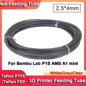 Ống PTFE Teflon 4x2.5mm cho ăn máy in YOLOGO, phụ kiện đùn dài 4m, kèm máy cắt, dùng cho Bambu Lab P1S AMS A1 mini