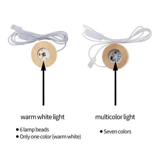 1 / 4 Gỗ Đế Đèn USB Cắm 6cm Đèn Ngủ LED Đầy Màu Sắc Nghệ Thuật Trang Trí Pha Lê Thủy Tinh Đèn LED Cho Đế Nhựa Dính