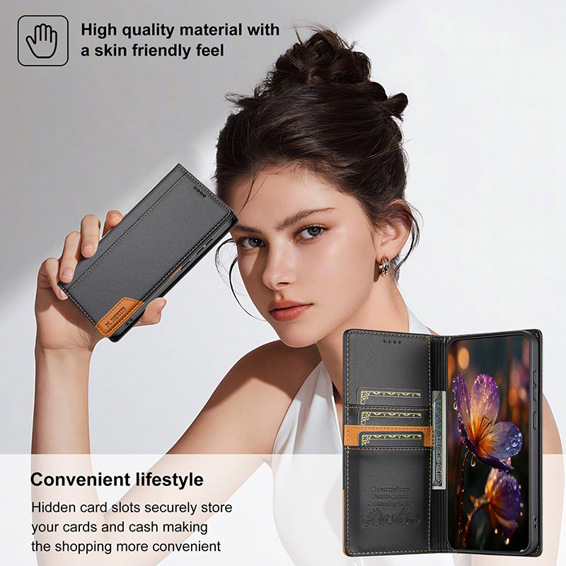 Dành Cho Xiaomi Redmi Note 15 14 13 Pro Plus 5G Note 14 Doanh Nghiệp RFID Chặn Ví Điện Thoại Bao Da PU Lật Chân Đế Vỏ