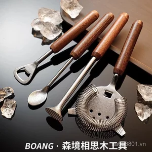 Thép không gỉ Bartender Handmade Lemon Tea Tool Masher Ice Hammer Fruit Juice Stick Ice Filter Wine Spoon Bottle Opener AREC