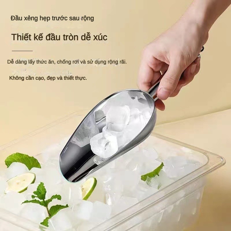 Muôi Xúc Đá Inox Loại Dày Đẹp (Size: 3 To, 4 Vừa, 5 Nhỏ) - Sạch Bền, Tiện Dụng, Chống Gỉ, Đa Dụng