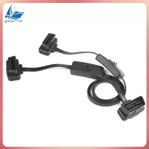 60CM Dài OBD2 16Pin Với Công Tắc Cáp Nối Dài Bộ Chuyển Đổi Dây Phẳng Tự Động 1 Nam Đến 2 Nữ OBD 16 Pin Chuyển Đổi Cắm