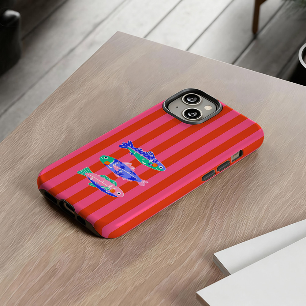 Cá mòi dễ thương Thích hợp cho iPhone17 17Pro 16 15 13 XR 13mini 8PLUS Vỏ điện thoại chống sốc hai lớp Vỏ bảo vệ toàn diện bóng loáng