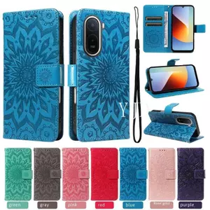 Ốp YJD Cho Redmi A7 Pro Dập Nổi Khe Cắm Thẻ Da Hướng Dương Dây Đeo Tay Chống Rơi Vỏ Điện Thoại