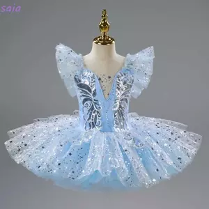 Đầm Ballet Trẻ Em SAIA, Tutu Ba Lê Trắng Hiện Đại, Đầm Dự Tiệc Thời Trang Champagne Sequin Đầm Công Chúa Trẻ Em