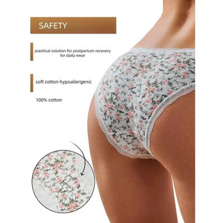 [5 Cái] Combo Gói Quần Lót Tam Giác Cotton Nguyên Chất Cho Nữ Nhiều Kích Cỡ, in Hình, Hầu Như Không Thể Nhận Biết, Thoải Mái Và Mềm Mại, Và Phong Cách Q-C3