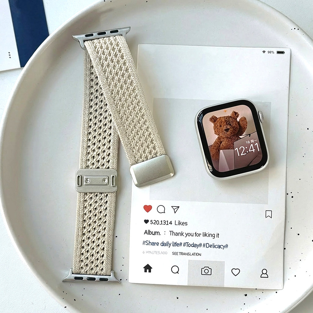 Dây đeo từ tính Nylon tương thích cho Apple Watch Series11 / 10 46 42mm Ultra3 / 2 / 1 49mm 9 7 8 6 5 4 45mm 41 44 40mm