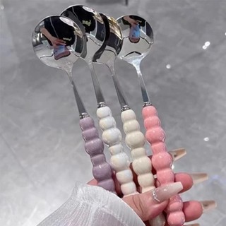 ✨️✨️Thìa Inox Ăn Cơm Tay Cầm Ngọc Trai - Muỗng Ăn Cháo Súp Inox Không Rỉ,Cao cấp,Loại dày Cán Dài