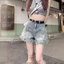 Quần short denim nữ rách cao cấp, thiết kế hình quả lê ôm dáng