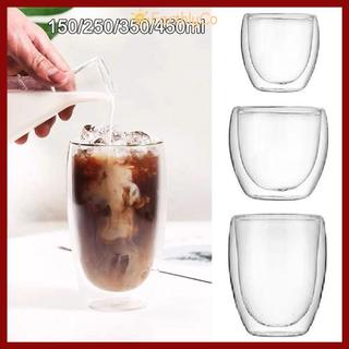 [Giao hàng từ Việt Nam] Cốc thủy tinh hai lớp EARTHLYCO 150 / 250 / 350 / 450ml, Cốc cà phê trong suốt chịu nhiệt đồ uống, Cốc nước ép thủy tinh Borosilicate cao