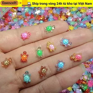 ESSENCEH 100 Chiếc Rùa Dạ Quang, Phim Hoạt Hình Phát Sáng Trong Tối Động Vật Nhựa Mini, DIY Dopamine Màu Mini Rùa Móng Tay Quyến Rũ Cho DIY Kẹp Tóc Điện Thoại
