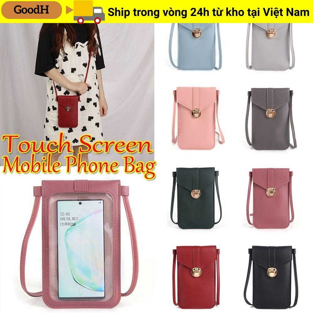 Ví điện thoại di động GOODH, Túi điện thoại di động chức năng màn hình cảm ứng, Dây đeo thời trang Ví di động bằng da PU Điện thoại thông minh