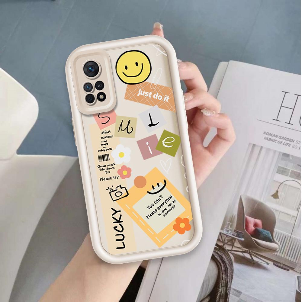 Ốp Lưng Cho Redmi Note 11 11S Pro 4G Hoạt Hình Silicon Điện Thoại Thông Minh Mềm Ốp Lưng TPU Nhãn Nụ Cười Hoa Mắt Thiên Thần Ốp Lưng Chống Sốc