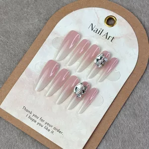 Blush Handmade Mèo Làm Trắng Mắt Gradient Phong Cách Pháp Mang Tính Khí Làm Móng Tay Màu Khỏa Thân Nhấp Nháy Miếng Dán Kim Cương Cao Cấp Bóng