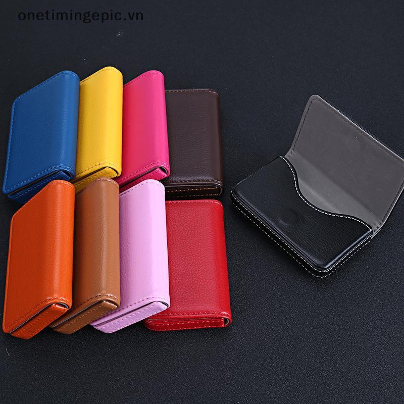 Hộp đựng thẻ tín dụng bằng da PU có kích thước VFZ Ví đựng thẻ kinh doanh có khóa từ tính dành cho nam và nữ OTE