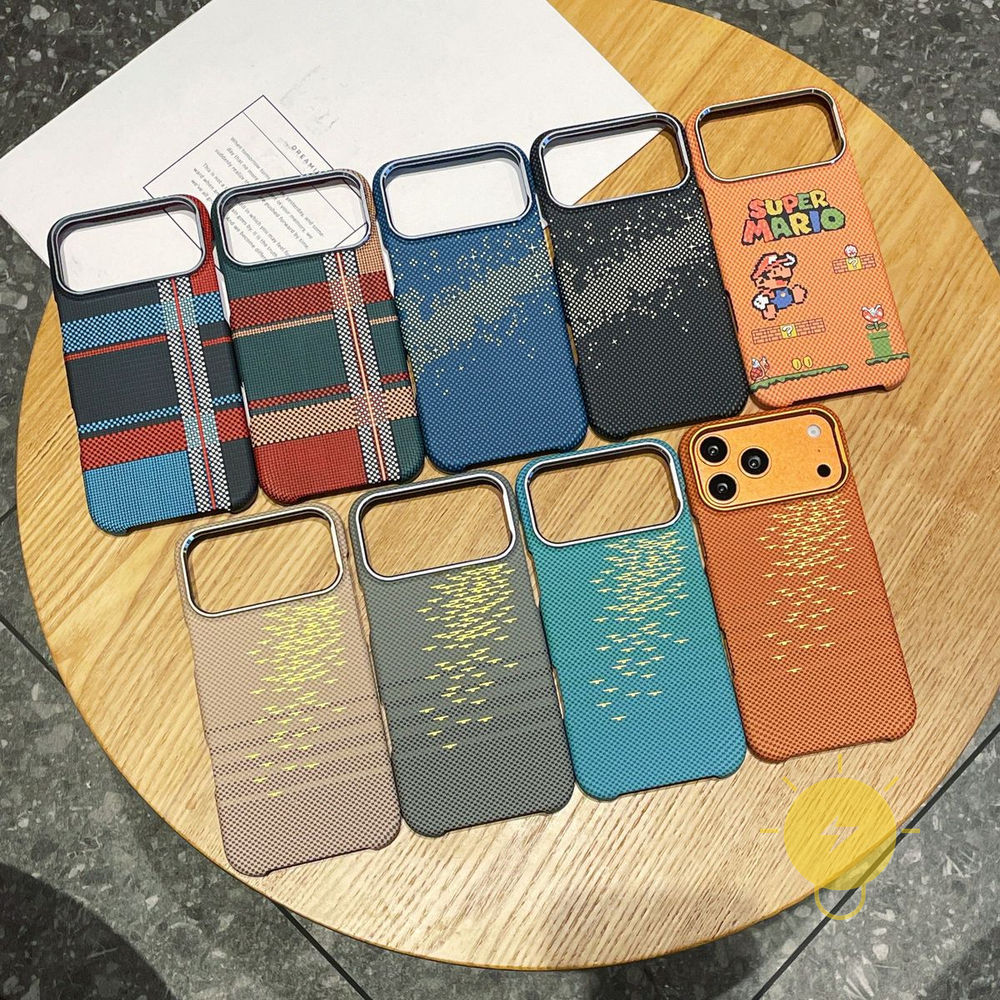 Phone Case For iPhone 17 Pro Max 16 15 14 13 PC TPU Magnetic Hard Grid Aesthetic Korean Cute